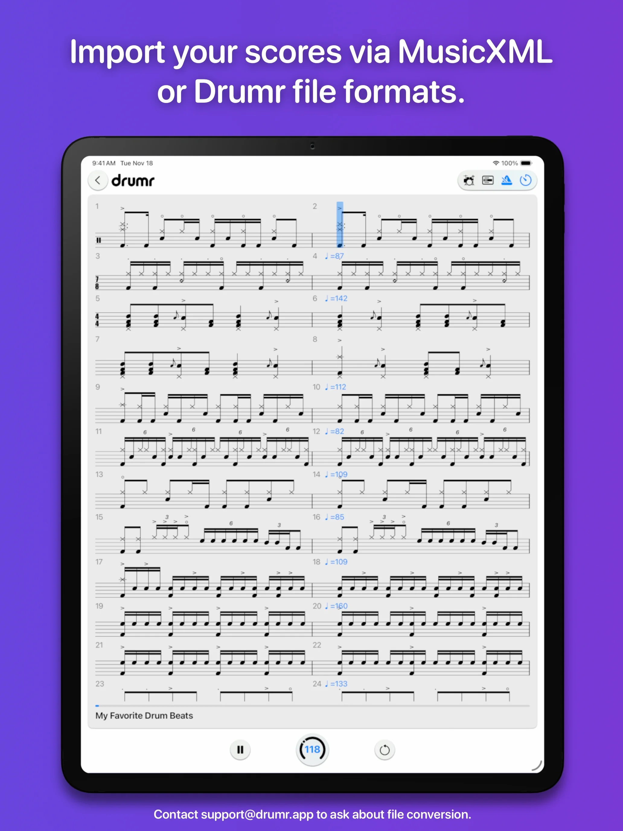 Drumr on iPad - Advanced tools